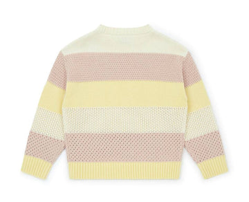 trui met streepjes - multi pistache - Bonton